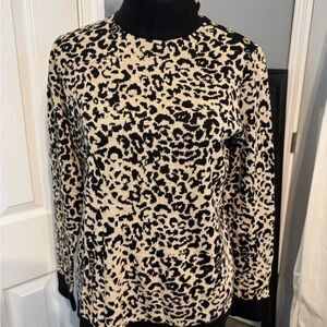 Calvin Klein Black and Cream Long Sleeve Crew Neck Sweater
